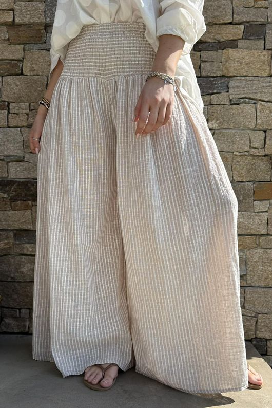 Marina Chalk Stripe Palazzo Pant Stone